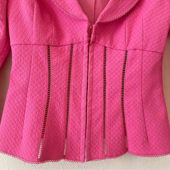 Vintage Nanette Lepore hot pink corset style rossete lace blazer barbiecore sz 4 - Picture 3 of 11